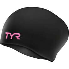 Tyr Adult Long Hair Wrinkle-Free Silicone Swim Cap - Light Blue - View 3