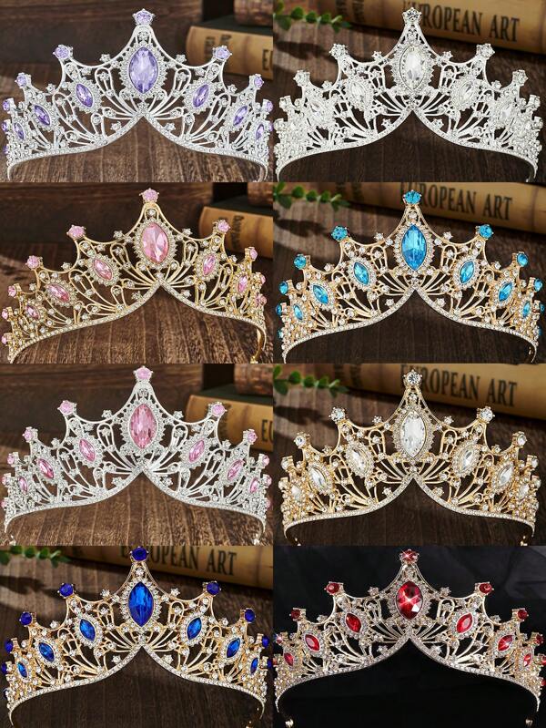 1pc Bride Crown Headpiece, Luxurious European & American Baroque Style Alloy Tiara, Elegant For Party Prom Princess Dress Accessories