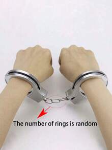 Popular Silver Plated Plastic Handcuffs, Police Toy Handcuffs For Catching Thieves, Interactive Props For Restraining Parties And Gatherings - Multicolor - View 7