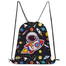 Bolsa con cordón, mochila ligera, mochila estampada con camión/astronauta de varios colores, para deportes, senderismo y viajes, de material de poliéster duradero