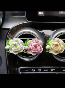 1pc Jasmine Flower Air Freshener, Car Air Vent Clip Decoration, High-End Interior Accessory, Air Conditioning Outlet Decoration, Pink, Yellow, Green Color, Floral Design
