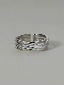 1 pièce Bague chaîne unique et ajourée pour homme, bague en alliage au look vintage usé tressé