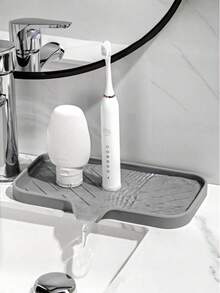 1pc Silicone Drain Rack,Kitchen Sink Splash Guard - Silicone Faucet Handle Drip Filter Tray, Dishwashing Soap Dispenser, And Sponge Holder Pad Behind The Faucet, Kitchen Small Tool Sink Accessories Suitable For Kitchen Countertops And Bathrooms - Multicolor - View 5