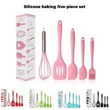 5pcs/Set High Quality Silicone Cooking Utensils Set With Wooden Handles And Knife - Heat Resistant, Non-Stick Cookware And Bamboo Storage Containers - Perfect Kitchen Tools, Easy Cooking And Cleaning - Multicolor - View 12