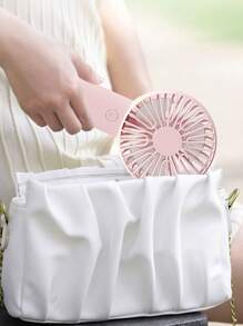 1pc Usb Rechargeable Three-Leaf Fan With Stand,Can Be Used As A Phone/Tablet Holder, Cute Design Suitable For Both Boys And Girls. Ideal Gift For Women, Perfect For Outdoor Activities, Beach, Office, School, Home [Summer Cooling Fan]