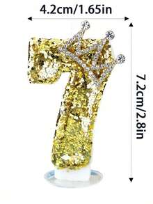 Nến trang trí bánh sinh nhật hình vương miện kim cương pha lê vàng đánh số 0-9 - Vàng - Xem 11