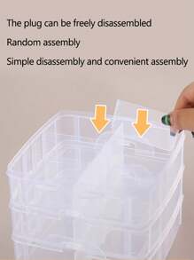 1 pieza Caja de almacenamiento de plástico transparente apilable de 3 capas y 18 compartimentos con cierre de resorte, adecuada para guardar juguetes, artículos de papelería, accesorios de joyería y otros artículos pequeños, para volver a la escuela