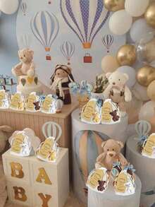 30pcs/15pcs 3D Teddy Bear Party Favor Keychains, Includes 5pcs Keychains, 5pcs Organza Bags And 5pcs Thank You Tags, Resin Bear Keychain Pendant, Suitable For Teddy Bear Themed Parties, Bridal Showers, Baby Showers, Proposal Parties, Guest Gifts, Party Favors - Multicolor - View 4