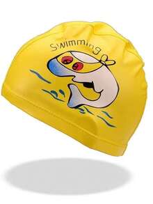 New Cartoon Swimming Cap, Waterproof Ear Protection PU Swimming Hat - Multicolor - View 5