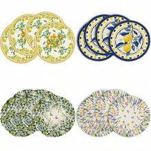 Lemon Flower Summer Placemat Set 4-Piece, 15-Inch Round Seasonal Wildflower Table Mat, For Party Kitchen Dining Decor