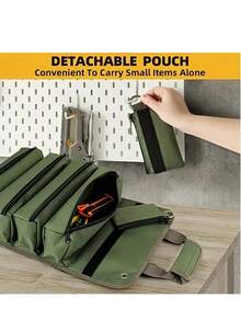 1pc CRILANO Heavy-Duty Roll-Up Tool Bag - Waterproof Oxford Cloth Organizer For Mechanics, Electricians, Carpenters & More - Durable, Portable & Stylish Industrial Gear With Multiple Compartments, Tool Storage Organizer - Multicolor - View 5