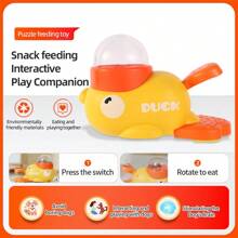1 Set interaktives Hunde-Leckerchen-Spender-Spielzeug mit Druckknopf, langsame Fütterung Puzzle Schüssel, Formen wie Ente, fördert gesunde Ernährung & Intelligenzentwicklung, batteriefrei