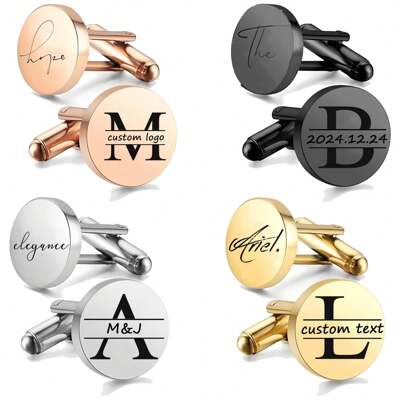 2 pezzi Polsini personalizzati con nome, polsini da testimone di nozze personalizzati, polsini da matrimonio, polsini in acciaio inossidabile, regalo di compleanno o anniversario per uomo