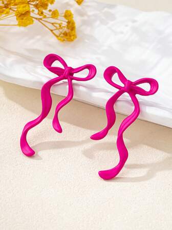 2 st örhängen med rosröda rosett och gyllene droppformade örhängen, lämpliga för dejter, alla hjärtans dag-presenter och vardagskläder för kvinnor