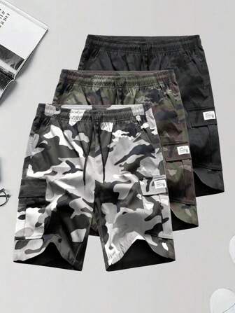 男士迷彩工装休闲短裤，户外运动宽松及膝长裤
