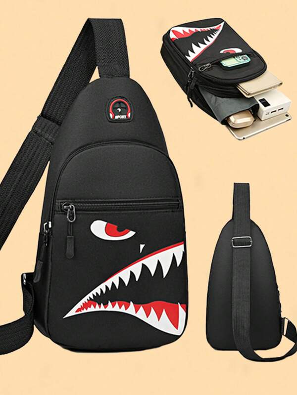 New Fashion Sports Crossbody Bag Cartoon Pattern Multi-Functional Chest Bag Shoulder Backpack