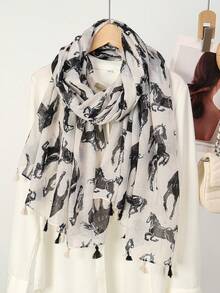 1pc New Summer Animal, Butterfly & Geometric Pattern Printed Scarf/Shawl - Multicolor - View 17