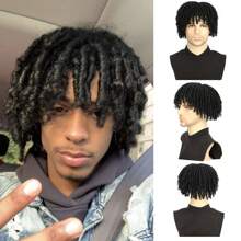 Synthetic Dreadlock Hair Topper Clip In Dreadlocks Hairpieces 6 Inch Short Locs Braided Hair Toupee For Men