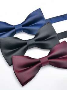 1 件黑色和酒红色领结，适合商务、派对、休闲、街头服饰、主持人 - 彩色 - 查看 3