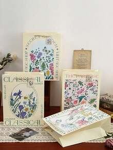 1pc Vintage Luxury Floral White Cowhide Embossed Gift Bag, Birthday Gift Wrapping Paper Bag, High-Quality Gift Packaging Tote - Multicolor - View 4