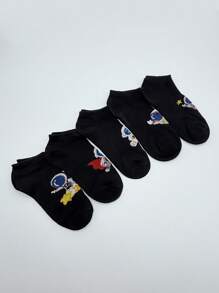 5 pares de calcetines tornozelo cortos de verano, delgados y de colores variados con estampado de astronauta, perfectos para hombres y mujeres en actividades al aire libre