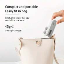 Portable Snack Sealing Machine, Manual Plastic Bag Sealer, USB Chargeable, 150mAh Lithium Battery, Compact Kitchen Food Service Equipment