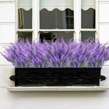 10 pièces de fleurs de lavande artificielles résistantes aux UV - plantes en plastique artificielles résistant à la décoloration, pour le jardin, le porche, la décoration de la boîte de fenêtre (violet classique)