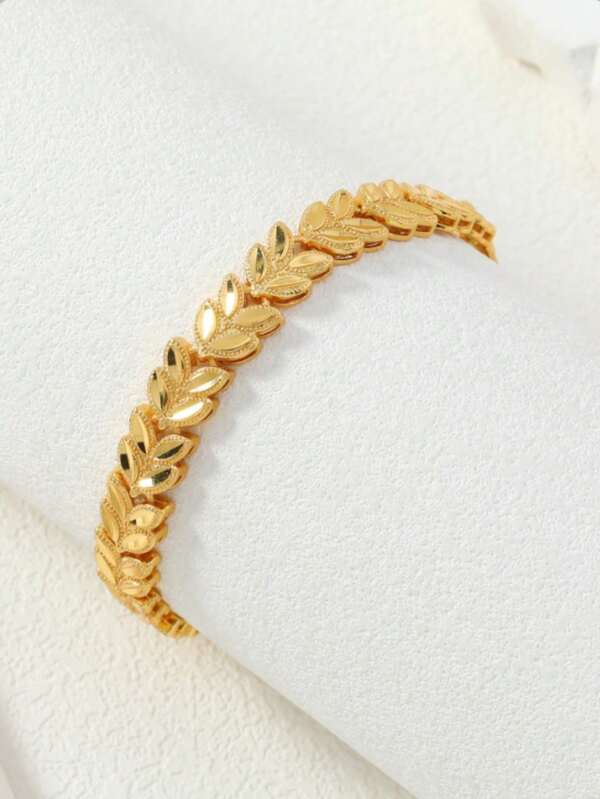 1 pieza Brazalete de oreja en forma de espiga de trigo chapado en oro de 24K - El mejor regalo para la madre y la novia