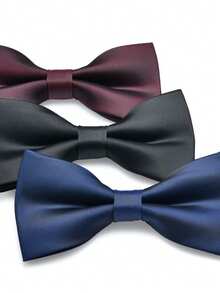 1 件黑色和酒红色领结，适合商务、派对、休闲、街头服饰、主持人 - 彩色 - 查看 4