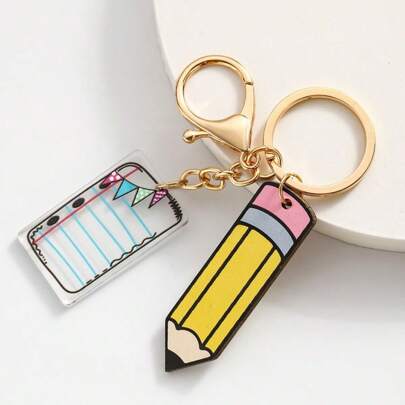 1pc Minimalist Pencil & Book Keychain, Casual School Style Giant Pencil With 2D Acrylic Book Flag Keyring, Teacher's Day/Festival , Memorabilia And Versatile Daily Accessory Backpack For School Cartoon Car Accessories Cute Goth Y2k Christmas Gift Ideas Bag Accessories Lanyards With Id Holder Car Accessories Bag Charms