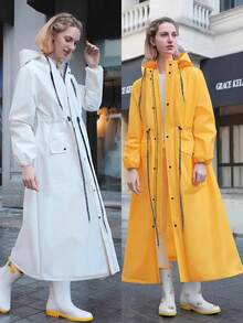 1 Pc EVA Thick Full Body Fashion Raincoat For Women, Windproof And Waterproof Rain Jacket Travel Outdoor Activities Rain Wear Cycling Traveling Climbing Portable Raincoat, Ladies Casual Style. Adult Raincoat, Outdoor Cycling,Stay Dry And Stylish,For Adults Students , Hiking Rain Cape, Rainproof Poncho Raincoat.