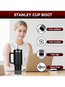 1pc Silicone Glitter Cup Sleeve Holder For 20-40 Oz Cups - Multicolor - View 3