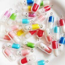 10pcs (Random Colors) Cute 3D Smiling Face Capsule Pill Pendant DIY Earrings Jewelry Accessories; 10pcs Realistic Mini Mushroom Pendant For DIY Necklace Earring Keychain Jewelry