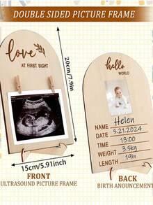 1 套木制超声波相框，用于宣布怀孕或婴儿出生装饰婴儿洗礼复活节礼物，适合男孩/女孩