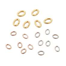 Ahknormailcui Anel elíptico rígido banhado a ouro, 100 peças/lote, de aço inoxidável, com divisão de 0,5 mm/0,6 mm/0,7 mm de espessura, anel pendente oval dourado, conector de anel de salto que pode ser aberto para fazer joias, acessórios faça você mesmo