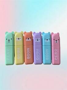 4-6PCS Mini Marcadores Fluorescentes, Marcadores Fluorescentes em Forma de Ursinho de Pelúcia, Marcadores Coloridos, Papelaria, Papelaria Bonita, Marcadores, Papelaria, Canetas, Marcadores Coloridos