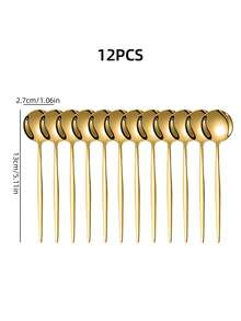 2/4/6/12 件不锈钢咖啡和甜点勺套装 - 5.11 英寸优雅餐具，适合家庭、厨房、餐厅和节日返校礼物 - 彩色 - 查看 18