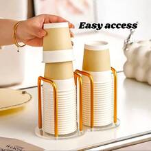 1pc-Luxurious Paper Cup Holder Disposable Cup Holder Acrylic Desktop Tea Cup Water Cup Storage Rack For Home Use - Multicolor - View 2