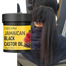 100g Jamaican Castor Oil Hair Care, Pure Natural Cold Pressed, Moisturizes And Nourishes The Scalp And Hair Roots, Smoothes And Repairs Dryness, Split Ends, Prevents Dryness, Breakage, Tangling And Hair Loss, Makes Hair Thicker, Stronger And Healthier, Suitable For All Hair Types Including Curly Hair.