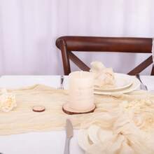 2 pièces l'ensemble : 1 nappe et 12 serviettes, tissu à fromage, style bohème campagnard, couleur crème, convient pour mariage, shower de mariée, jardin fête, rassemblement familial, anniversaire, décoration de la maison, événements festifs