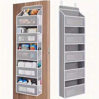 1pc Practical Wall-Mounted Storage Bag, 5-Layer Wardrobe Door Hanging Storage Bag, Suitable For Bedroom, Bathroom, Space-Saving, Tidy