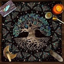 1 pieza "Geometría Sagrada" Misterioso Tapete para lectura de Tarot del Árbol de la Vida - Poliéster, tela cuadrada para adivinación brujería, apropiado para la decoración del hogar y la dormitorio, decoración de habitación y dormitorio, mantel decorativo para fiestas de poliéster