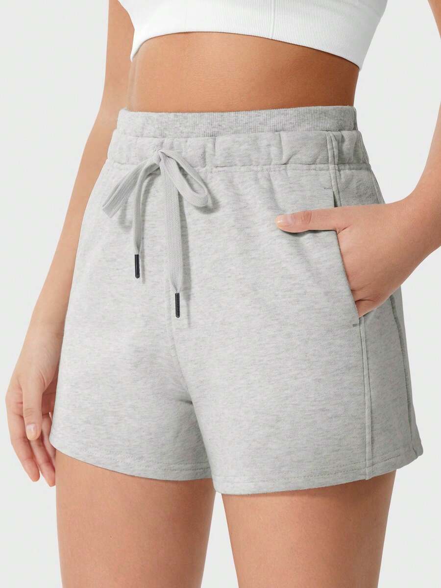 YEOREO Beata Sweat Shorts Women With Pockets Drawstring Cotton Summer Workout Casual Lounge Athletic Shorts - 白花灰 - 查看 1