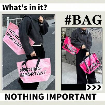 1pc Fashion Shopping Tote Bag - Portable Foldable Large Capacity - Street Style - Stylish Outgoing