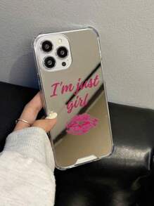 Funda de teléfono con espejo con forma de labios rojos a prueba de golpes, compatible con Apple y otros teléfonos inteligentes