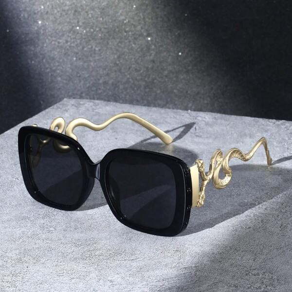 1 par de óculos de sol grandes com armação de metal estilo olho de gato - armação semitransparente, lentes degradê, detalhes dourados, várias cores disponíveis | Acessório perfeito para festas e looks casuais | Declaração de moda ousada | Armações de policarbonato