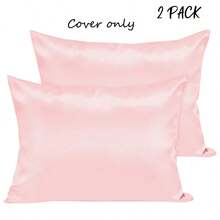 2PCS Satin Toddler Pillowcase Soft Zipper Travel Pillow Cover For Boys And Girls Solid Color - Multicolor - View 14