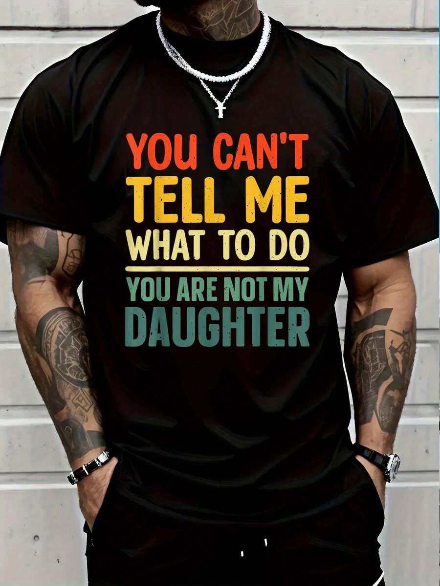 100% Cotton Funny Dad Design For Father Daddy Papa Men From Daughter Dad T-Shirt Casual Short Sleeve Shirt Women's Men Graphic Tee - 黑色 - 查看 1