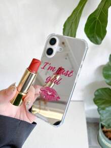 Funda de teléfono con espejo con forma de labios rojos a prueba de golpes, compatible con Apple y otros teléfonos inteligentes