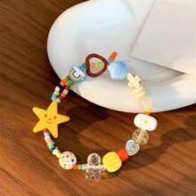 1 Stück Dopamin farbiges/Regenbogen/sternförmiges Perlenarmband, geeignet für Damen Sommerurlaub Lässig Tragen (zufällige Farbe/Position der Perlen)